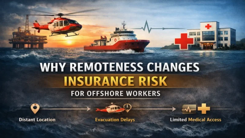 Diagram showing how remoteness increases offshore insurance claim severity