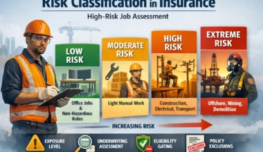 Risk classification showing insurance risk levels for high-risk jobs