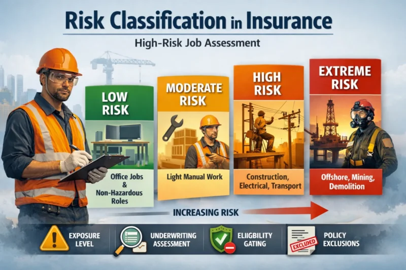 Risk classification showing insurance risk levels for high-risk jobs