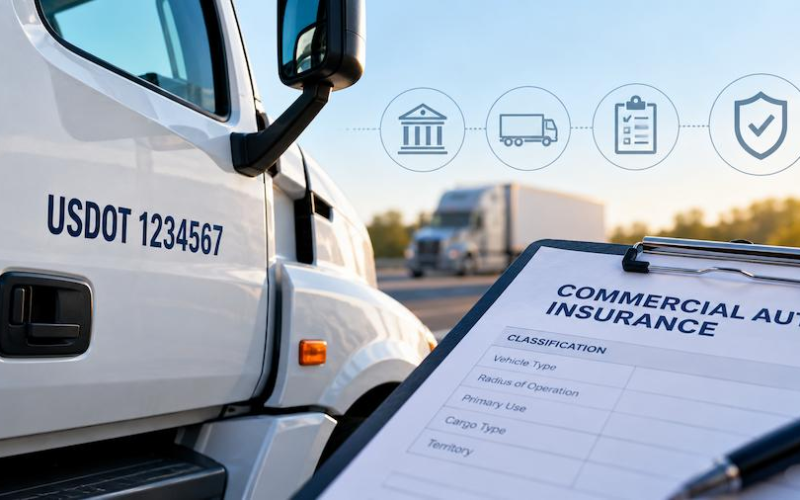 DOT exposure and commercial auto insurance classification for a commercial truck
